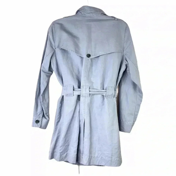 CABI  Tanner blue linen cotton lightweight tie waist trench coat size XS - Picture 3 of 5